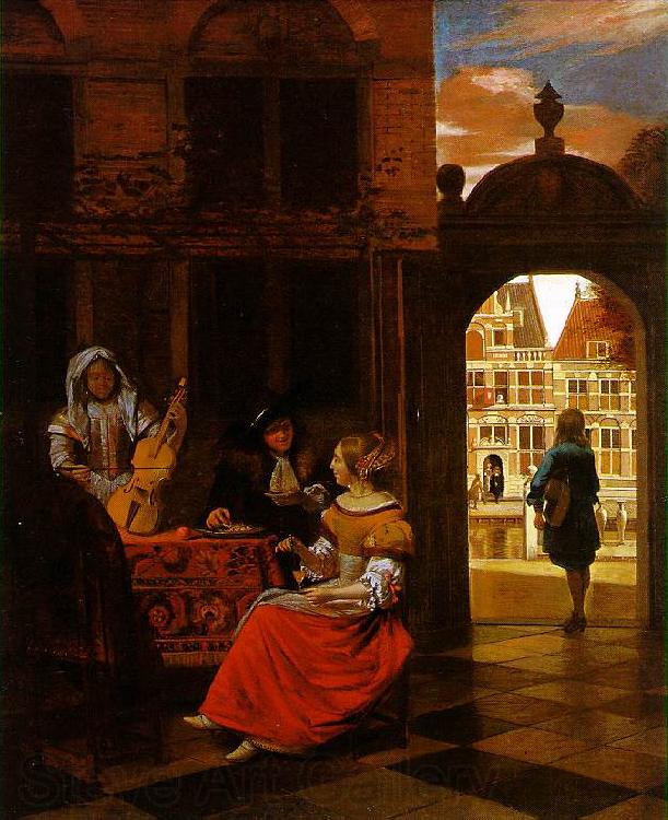 HOOCH, Pieter de Musical Party in a Courtyard sg Germany oil painting art